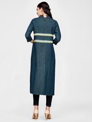 denim straight kurta - 16258329 - Standard Image - 3