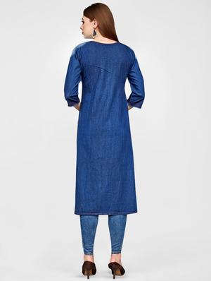 solid straight kurta with tassels - 16258330 - Standard Image - 3