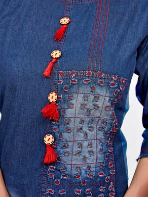 solid straight kurta with tassels - 16258330 - Standard Image - 4