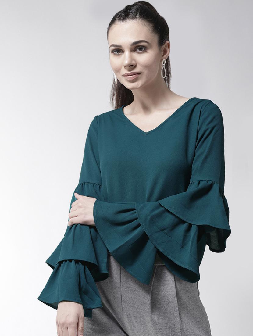 ruffled bell sleeved top - 16258337 - Zoom Image - 1