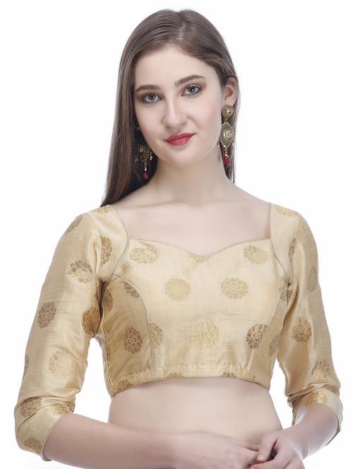 gold raw silk brocade blouse - 16259473 - Standard Image - 1