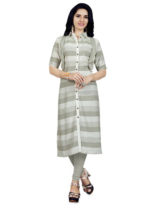 striped kurta with jacket - 16259479 - Standard Image - 1