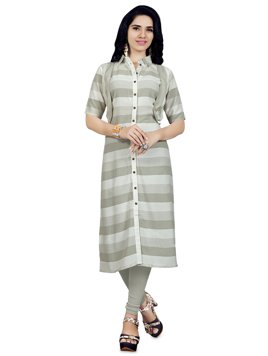 striped kurta with jacket - 16259479 - Zoom Image - 1