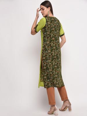 kalamkari printed straight kurta - 16259565 - Standard Image - 3