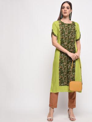 kalamkari printed straight kurta - 16259565 - Standard Image - 4