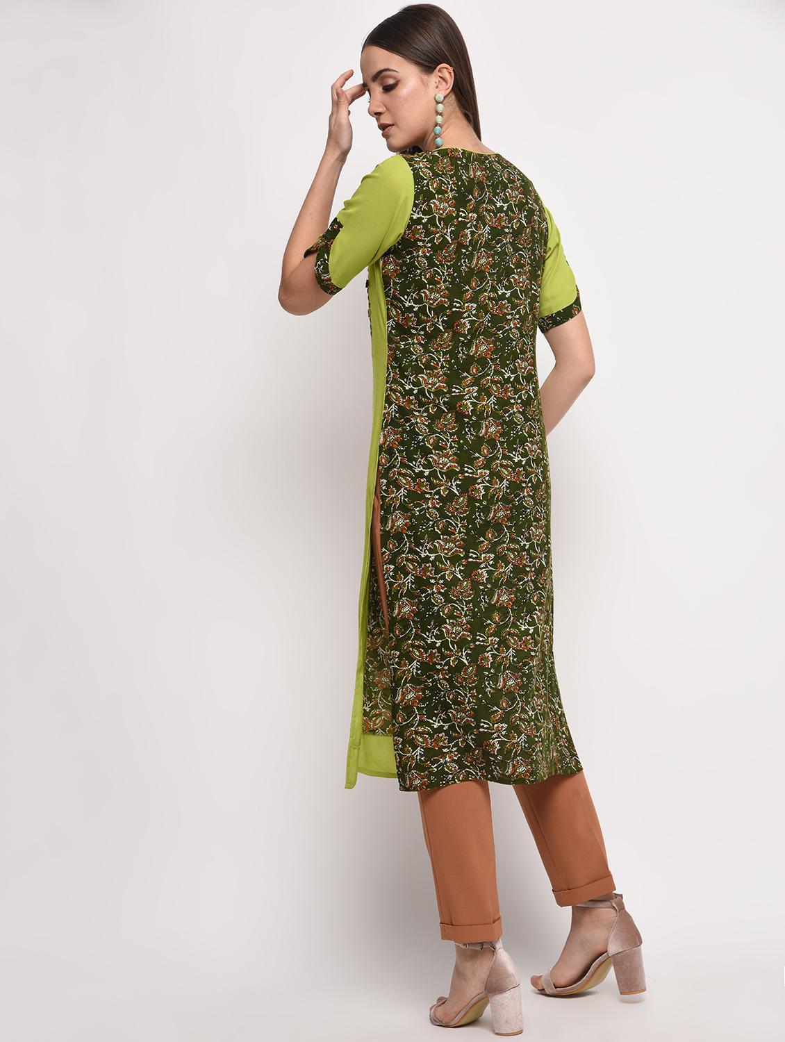 kalamkari printed straight kurta - 16259565 - Zoom Image - 3