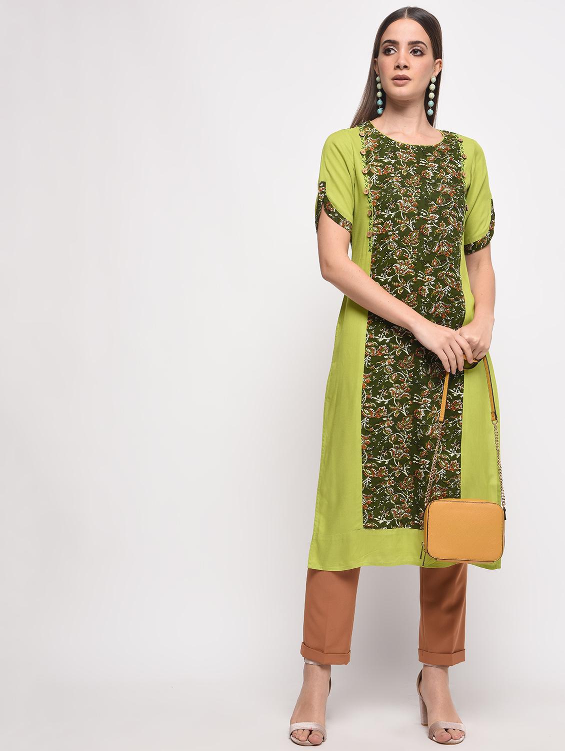 kalamkari printed straight kurta - 16259565 - Zoom Image - 4