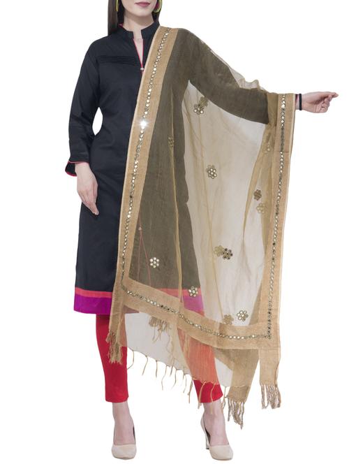 mirror work organza dupatta - 16260787 - Very Small Image - 1