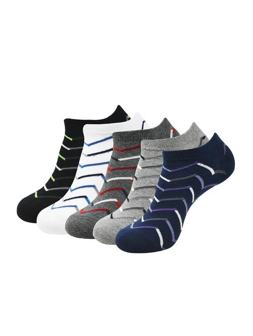 set of 5 multi colored cotton above ankle length sock - 16260890 - Very Small Image - 1