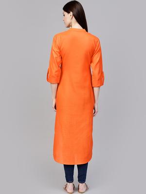 solid straight kurta - 16261403 - Standard Image - 3