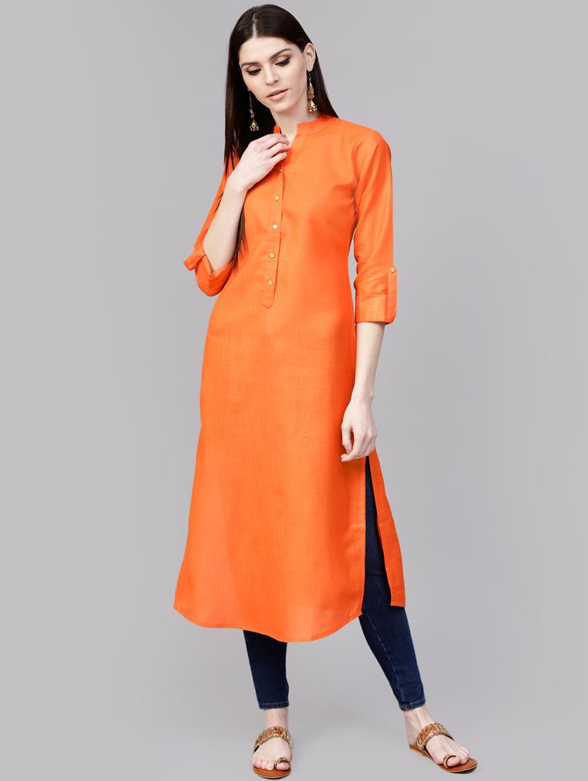 solid straight kurta - 16261403 - Zoom Image - 1
