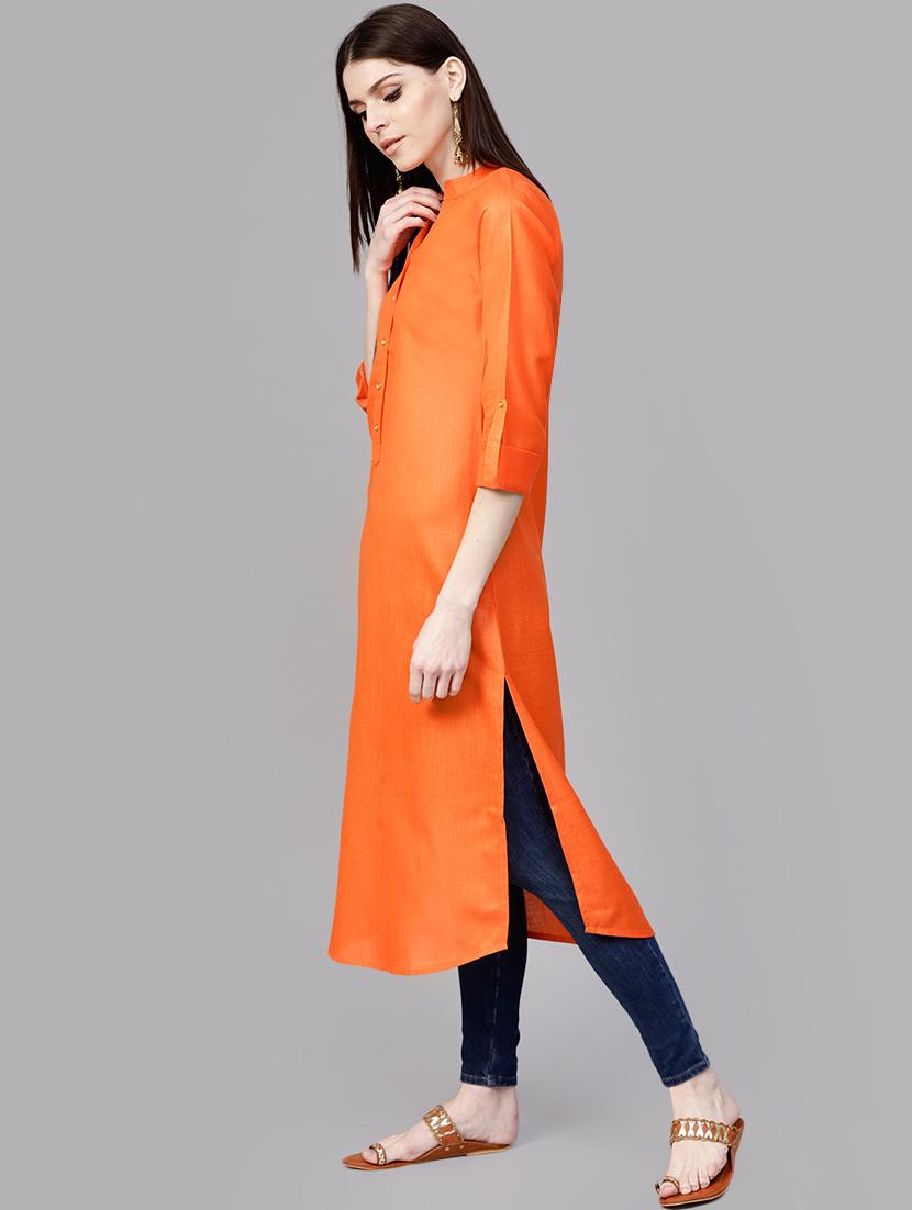 solid straight kurta - 16261403 - Zoom Image - 2