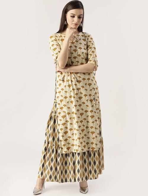 Printed straight kurta skirt set - 16261464 - Standard Image - 1