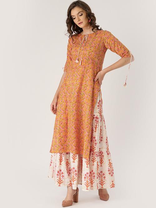 Printed straight kurta skirt set - 16261465 - Standard Image - 1