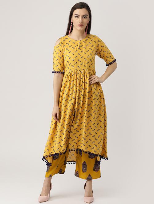 Printed High low kurtaPalazzo set - 16261466 - Standard Image - 1