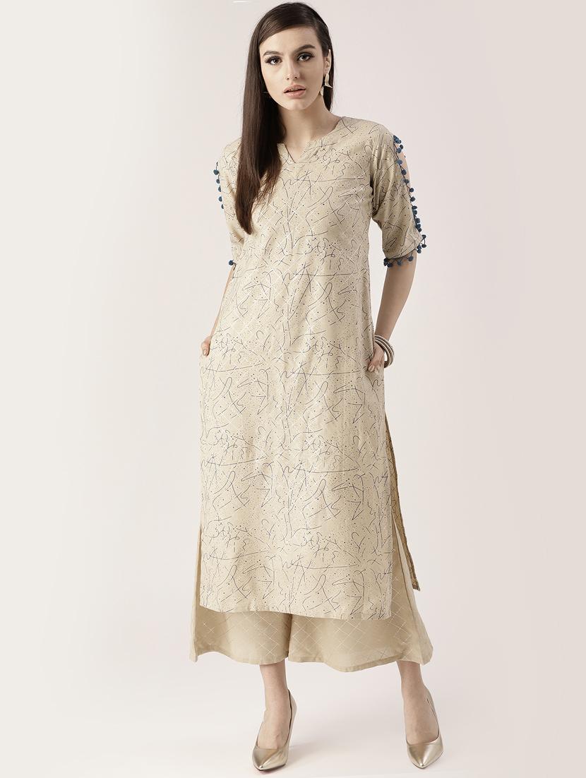 Printed straight kurta palazzo set - 16261469 - Zoom Image - 1