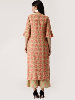 floral straight kurta palazzo set - 16261473 - Standard Image - 3