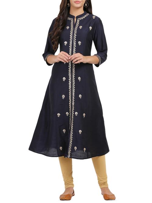 Embroidered A-line kurta - 16261529 - Standard Image - 1