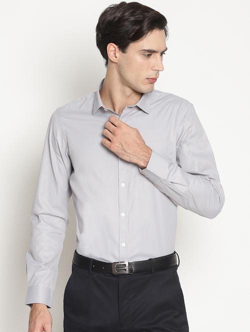 grey solid formal shirt - 16261536 - Very Small Image - 1