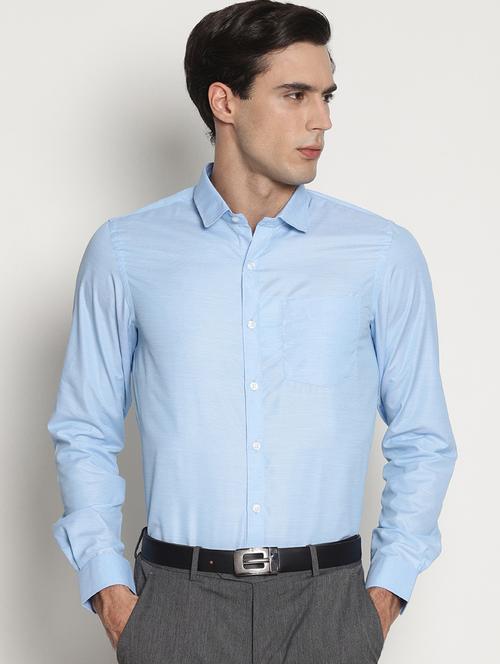blue solid formal shirt - 16261547 - Standard Image - 1