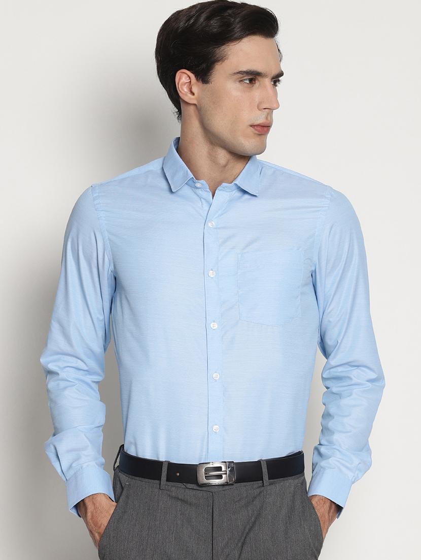blue solid formal shirt - 16261547 - Zoom Image - 1