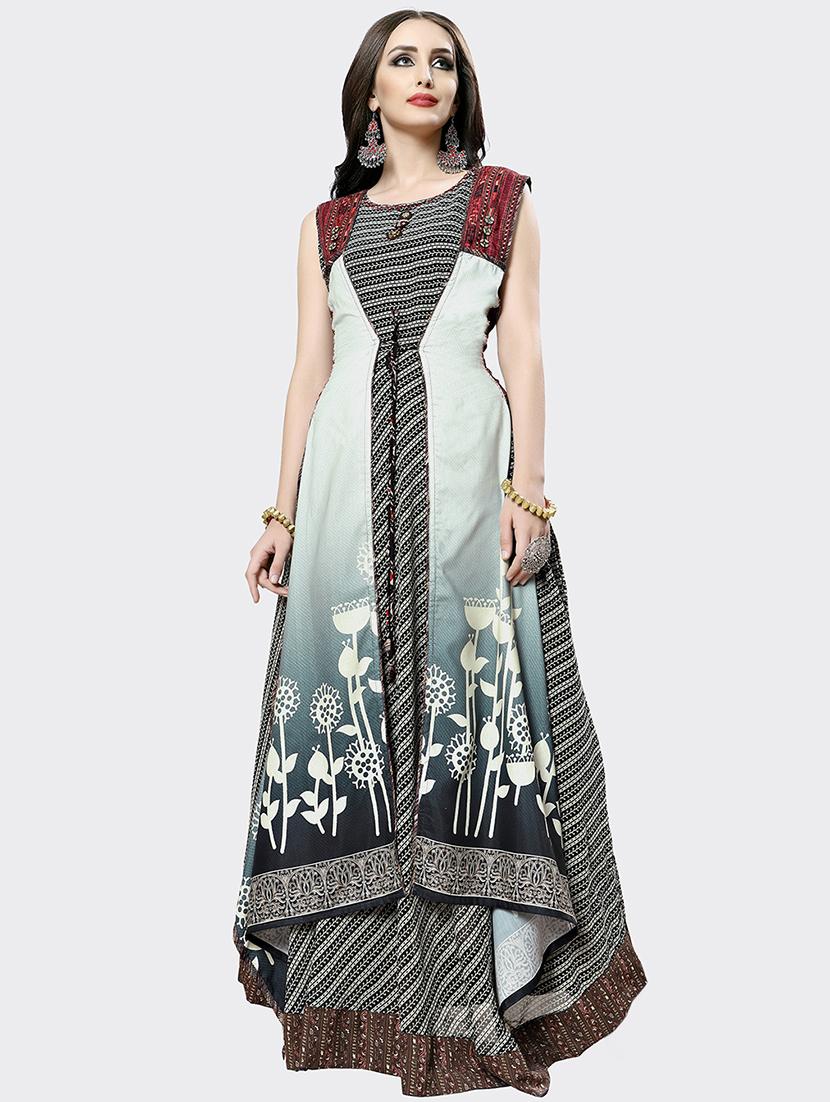 digital printed flared ethnic dress - 16261787 - Zoom Image - 1