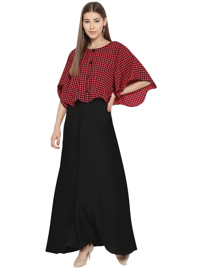 button detail overlay maxi dress - 16262069 - Zoom Image - 1