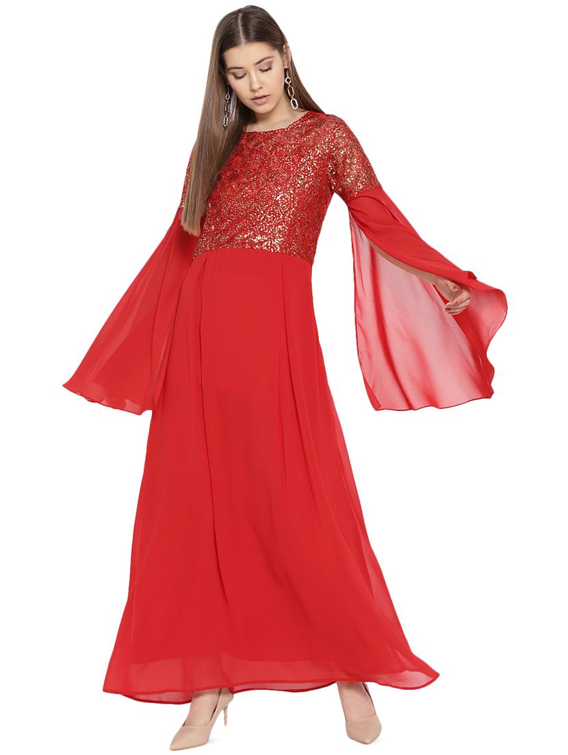 slit sleeved sequined gown - 16262071 - Zoom Image - 1