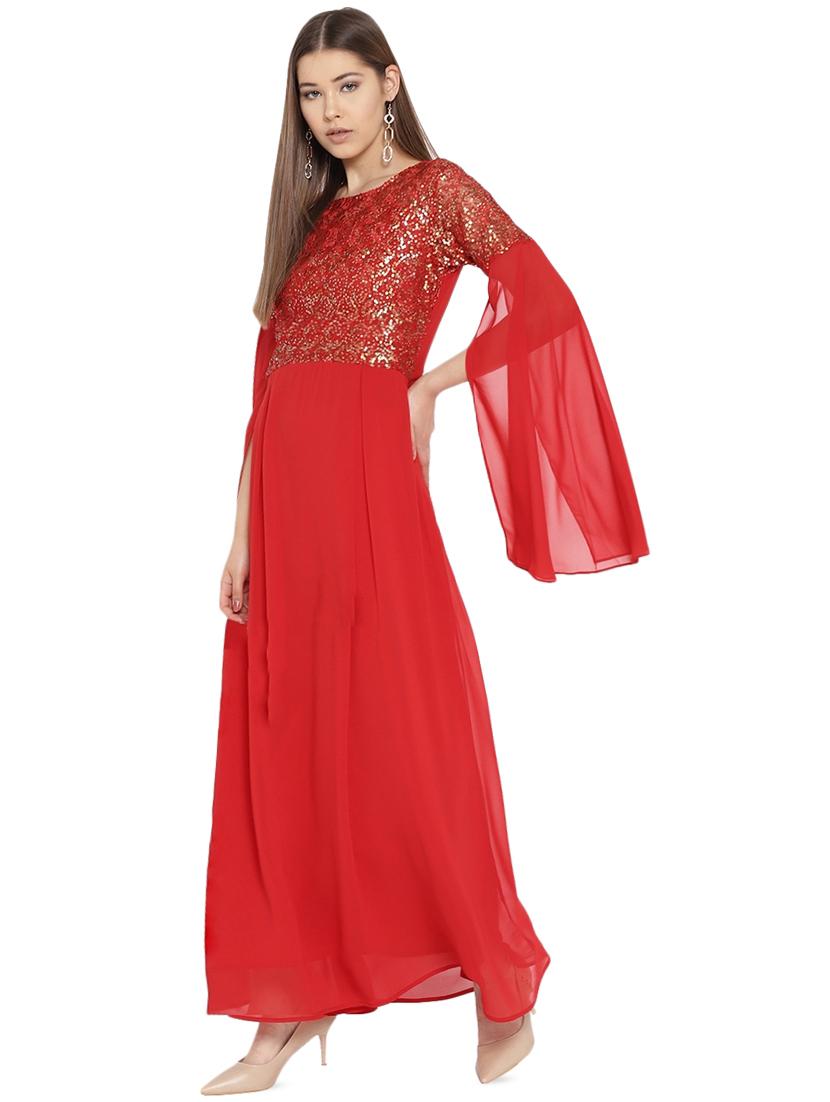 slit sleeved sequined gown - 16262071 - Zoom Image - 2