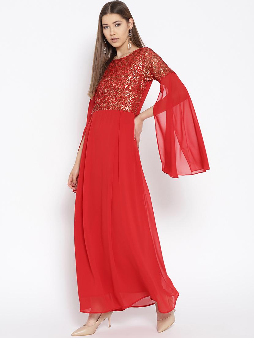 slit sleeved sequined gown - 16262071 - Zoom Image - 2