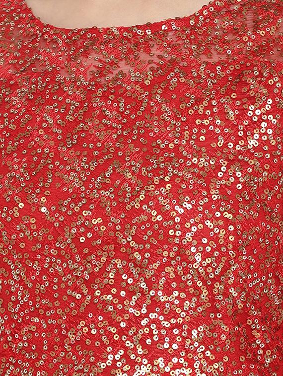 slit sleeved sequined gown - 16262071 - Zoom Image - 4