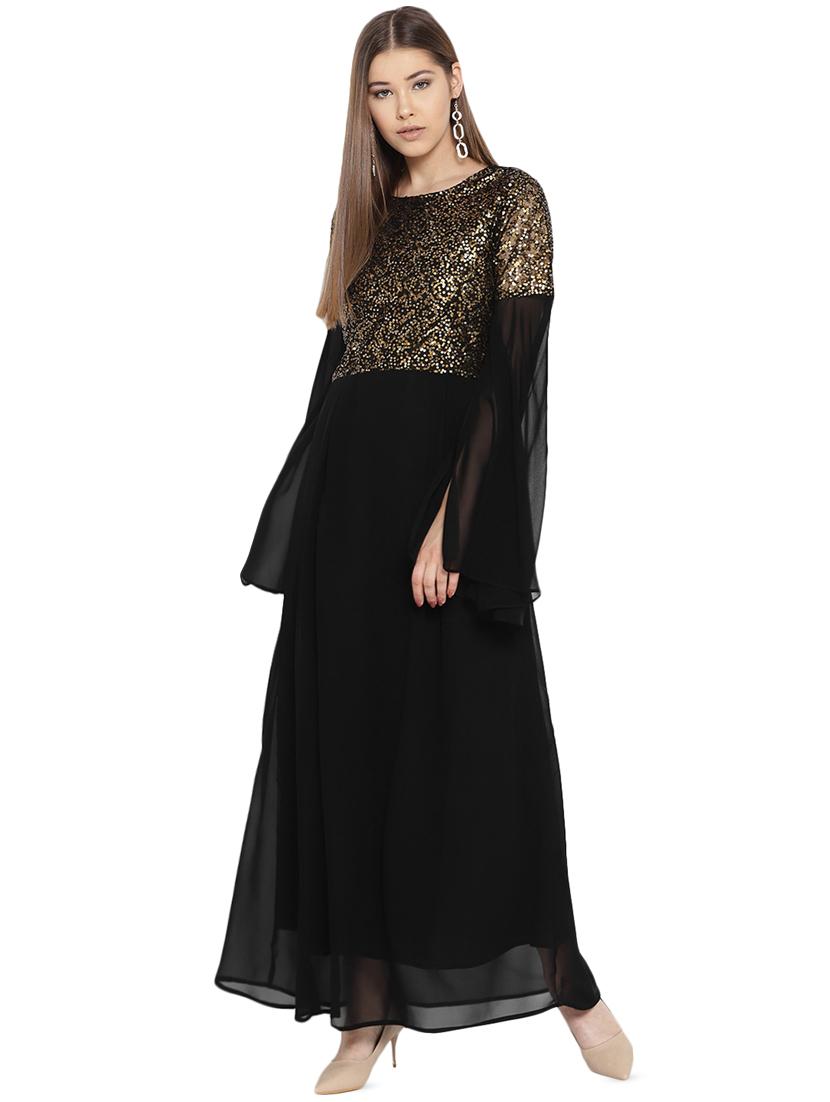 slit sleeved sequined gown - 16262072 - Zoom Image - 1