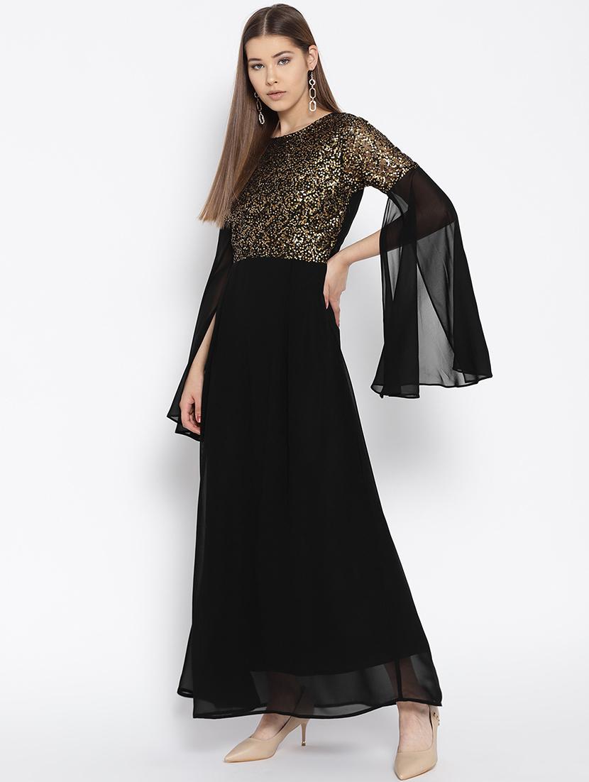 slit sleeved sequined gown - 16262072 - Zoom Image - 2