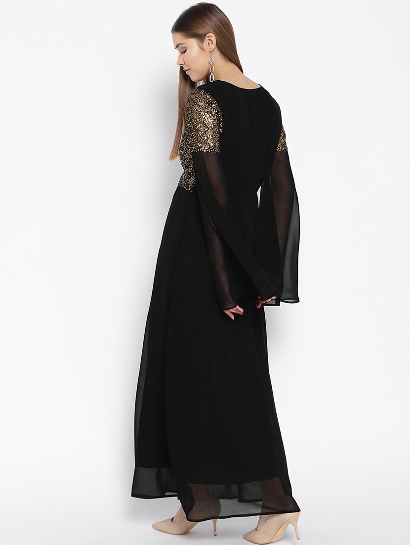 slit sleeved sequined gown - 16262072 - Zoom Image - 3