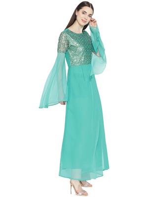 slit sleeved sequined gown - 16262073 - Standard Image - 2