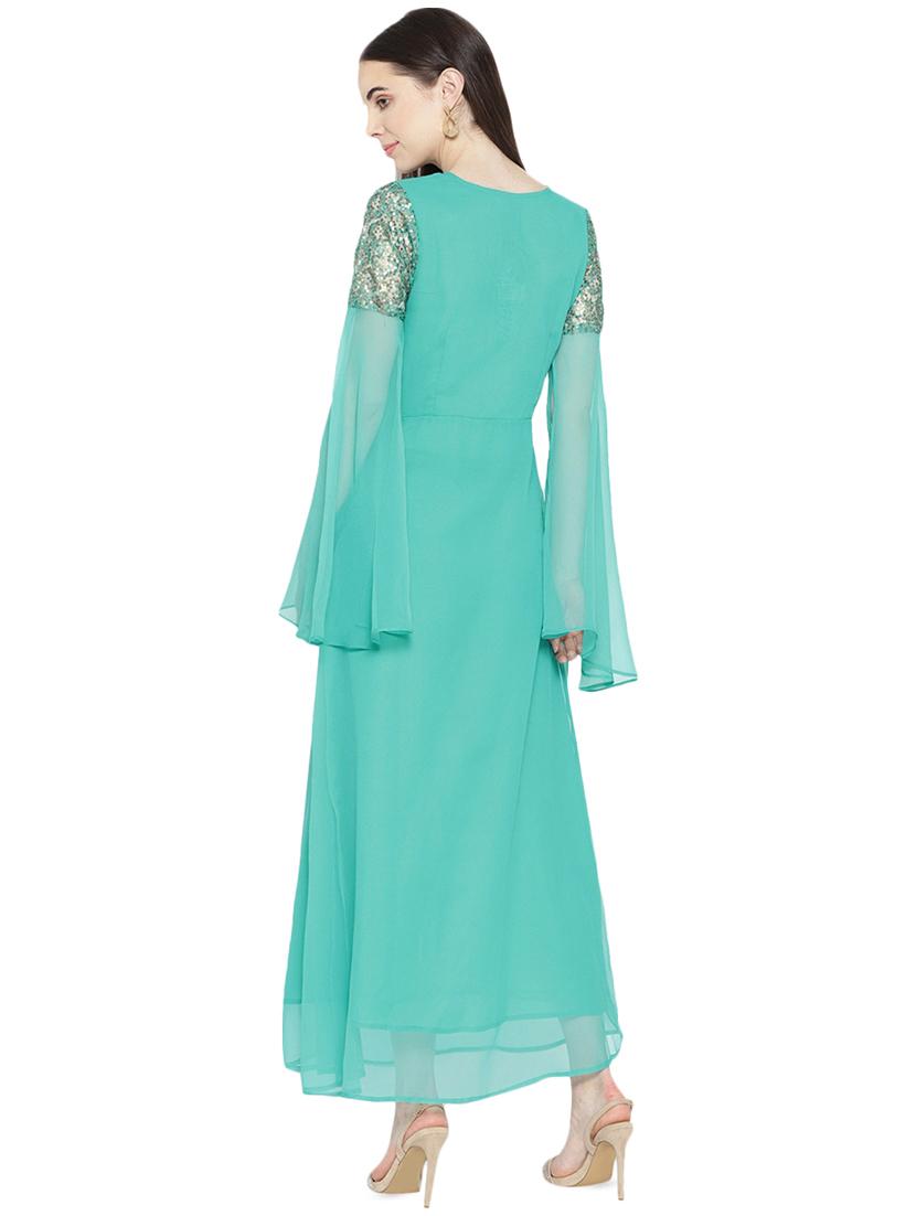 slit sleeved sequined gown - 16262073 - Zoom Image - 3