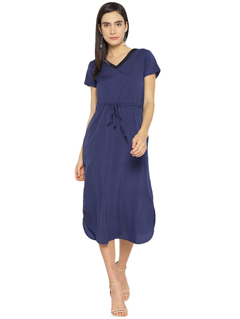 pinstriped drawstring empire line dress - 16262075 - Zoom Image - 1