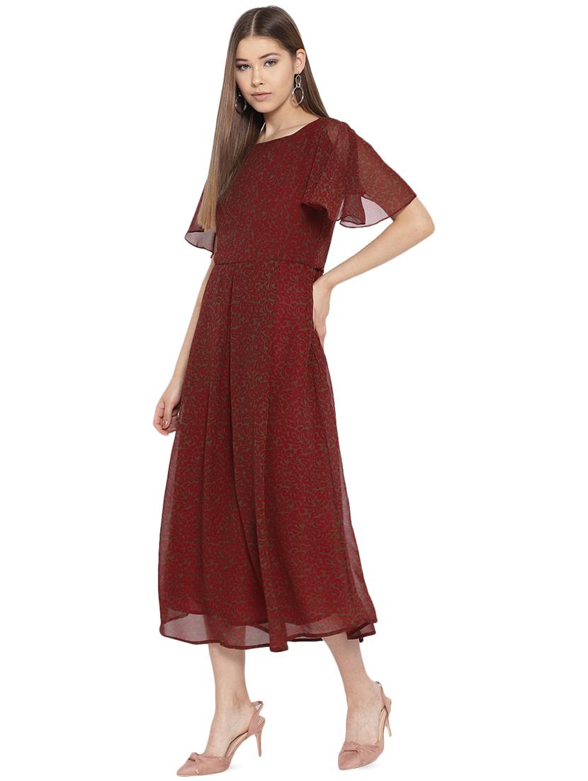 flutter sleeved a-line dress - 16262076 - Zoom Image - 1
