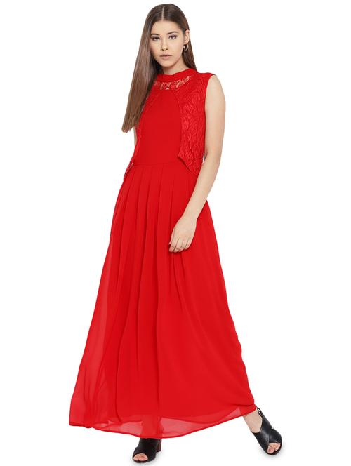 floral lace detail maxi dress - 16262084 - Standard Image - 1