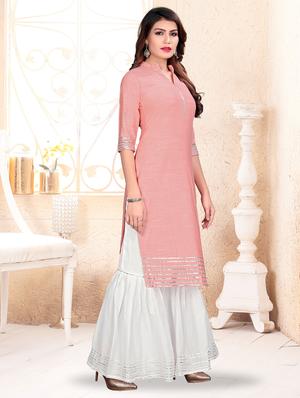 gota lace kurta with sharara set - 16262337 - Standard Image - 2