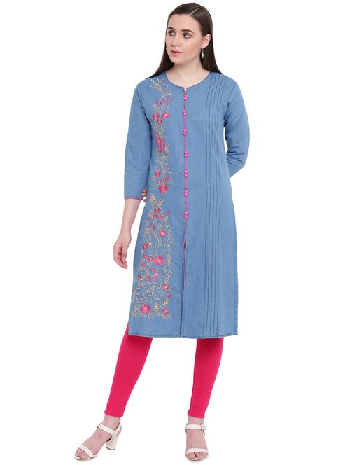 embroidered straight kurta - 16262341 - Standard Image - 1