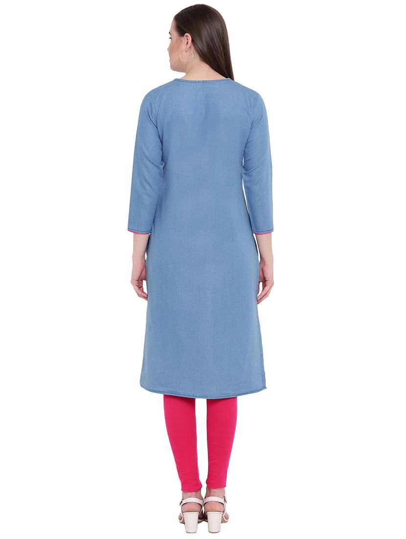 embroidered straight kurta - 16262341 - Zoom Image - 3