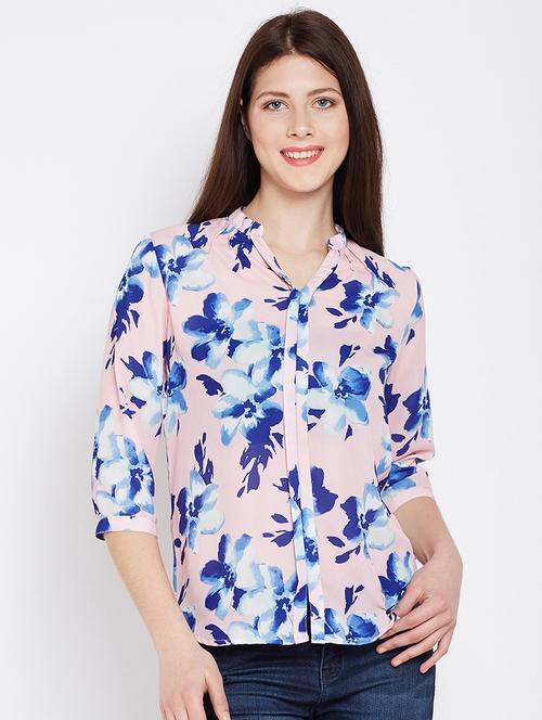 three quarter sleeves printed top - 16262660 - Standard Image - 1