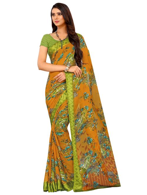 floral printed saree with blouse - 16262669 - Standard Image - 1