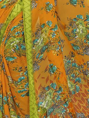 floral printed saree with blouse - 16262669 - Standard Image - 3