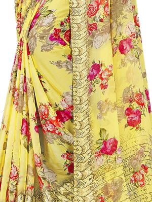 floral printed saree with blouse - 16262688 - Standard Image - 3