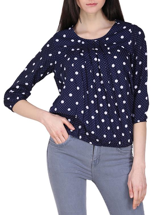 polka dots pleated blouson top - 16262713 - Zoom Image - 1