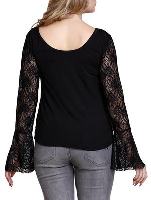 floral laced bell sleeved top - 16262721 - Standard Image - 3