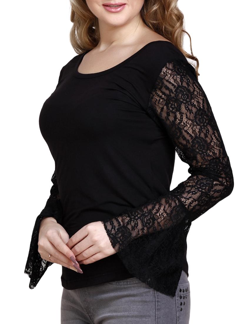 floral laced bell sleeved top - 16262721 - Zoom Image - 2