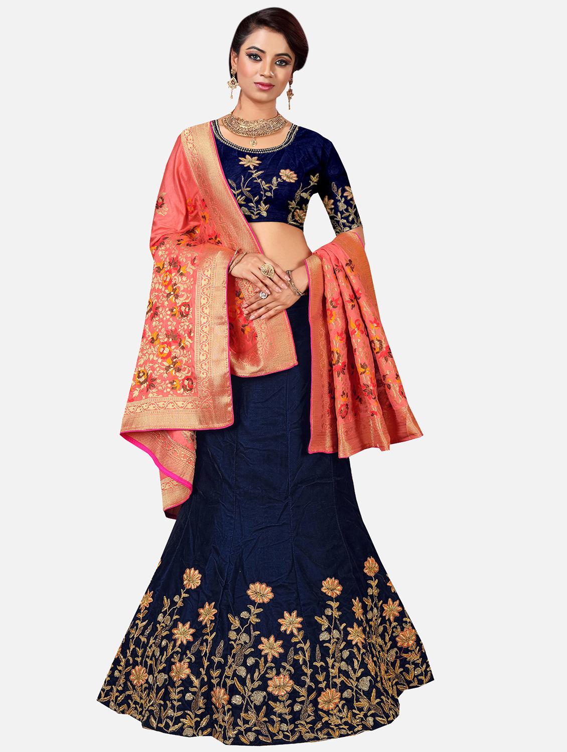 floral embroidered a-line lehenga - 16262895 - Zoom Image - 1